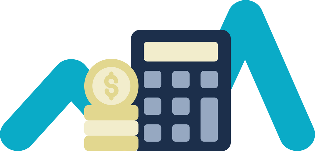 Picto Kaleido bleu accompagné d'une calculatrice